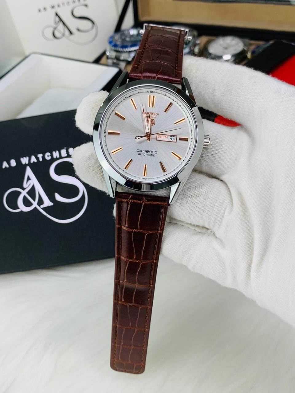 Tag Model With Day & Date Adjustment | Quartz (Brown White)